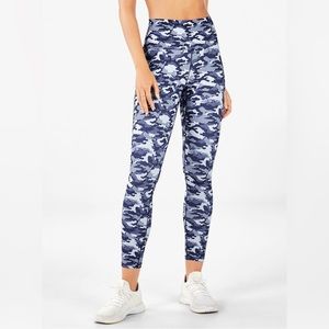 Fabletics Blue Camo PowerHold High-Waisted 7/8 Legging